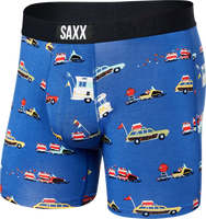 Bokserki męskie szybkoschnące SAXX VIBE Boxer Brief - pojazdy - niebieskie