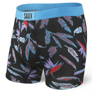 Bokserki męskie wygodne SAXX ULTRA Boxer Brief Fly liście rajskich ptaków - czarne