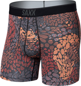 Bokserki męskie trekkingowe / sportowe z rozporkiem SAXX QUEST Boxer Brief Fly  plamki- bordowe