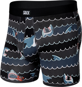 Bokserki męskie oddychające SAXX DAYTRIPPER Boxer Brief z rozporkiem rekiny - czarny