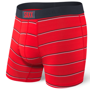 Bokserki męskie szybkoschnące SAXX VIBE Boxer Brief retro paski - czerwone