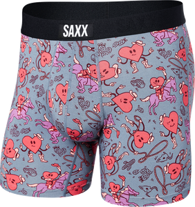 Bokserki męskie szybkoschnące SAXX VIBE Boxer Brief serca - szary