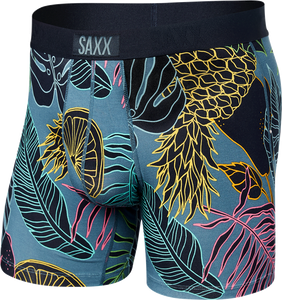 Bokserki męskie szybkoschnące SAXX VIBE Boxer Brief Tropikalne - granatowe