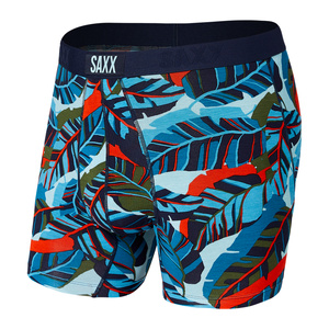 Bokserki męskie szybkoschnące SAXX VIBE  Boxer Brief liście - niebieskie