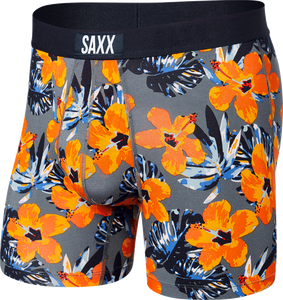 Bokserki męskie szybkoschnące SAXX VIBE Boxer Brief - hibiskus - szary