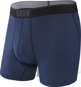 Bokserki męskie trekkingowe / sportowe z rozporkiem SAXX QUEST 2.0 Boxer Brief Fly – granatowe z jasnym szwem