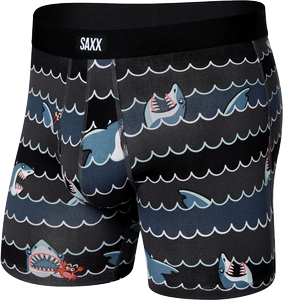 Bokserki męskie oddychające SAXX DAYTRIPPER Boxer Brief z rozporkiem rekiny - czarny