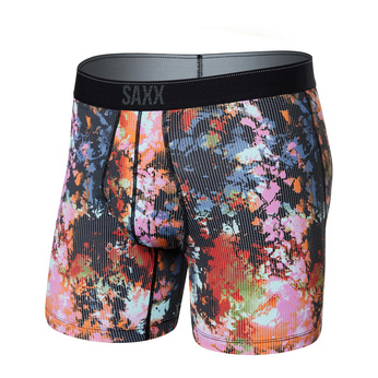 Bokserki męskie SAXX Quest Boxer Brief Fly plamki - czarne