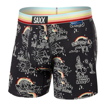 Bokserki męskie SAXX Vibe BBoxer Brief Park Wanderlust - czarne