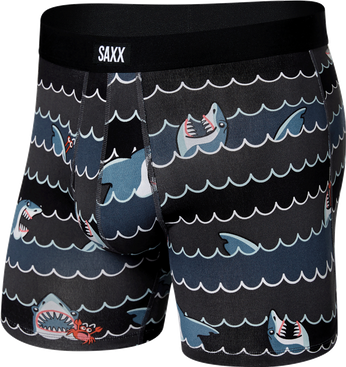 Bokserki męskie oddychające SAXX DAYTRIPPER Boxer Brief z rozporkiem rekiny - czarny